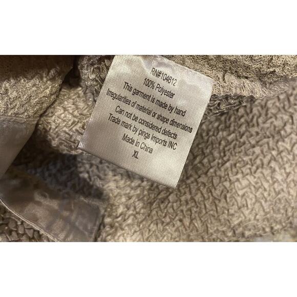 Gold Button Up Blouse Vintage Pleats Collection Pings Imports XL Glam Retro 70s - Picture 9 of 10